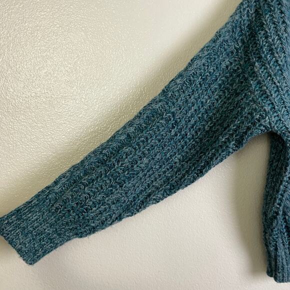 Sundance Sweater Womens Large Teal Pullover Cable Knit V Neck Wool Blend Boho - Picture 6 of 9